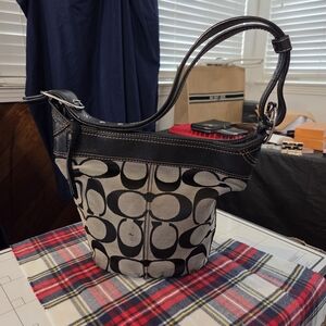 Coach Signature Carly Hobo Bag - Black/Grey